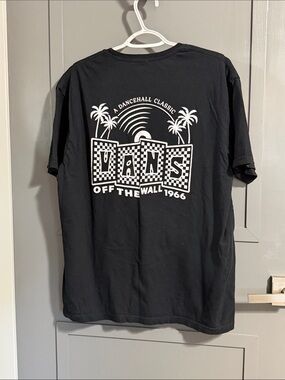Vans Black Tee with White Checkerback Graphic